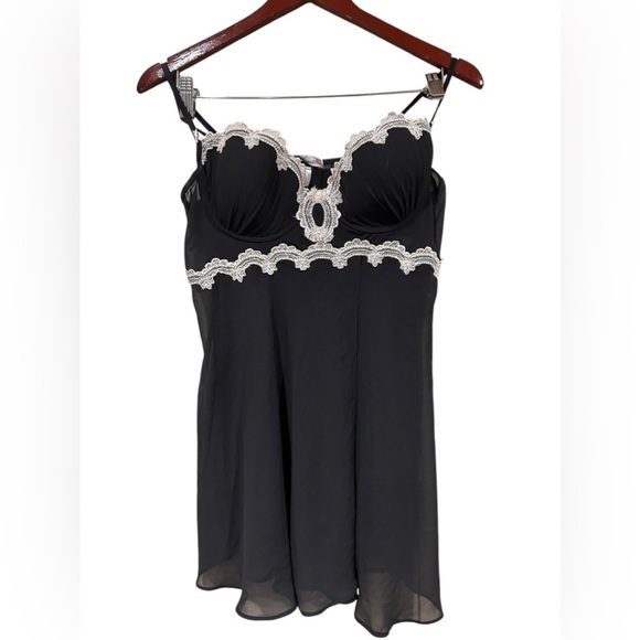 Linea Donatella Slip Dress Vintage Black & White Whimsygoth Fairycore 90s Y2K L - Picture 1 of 6